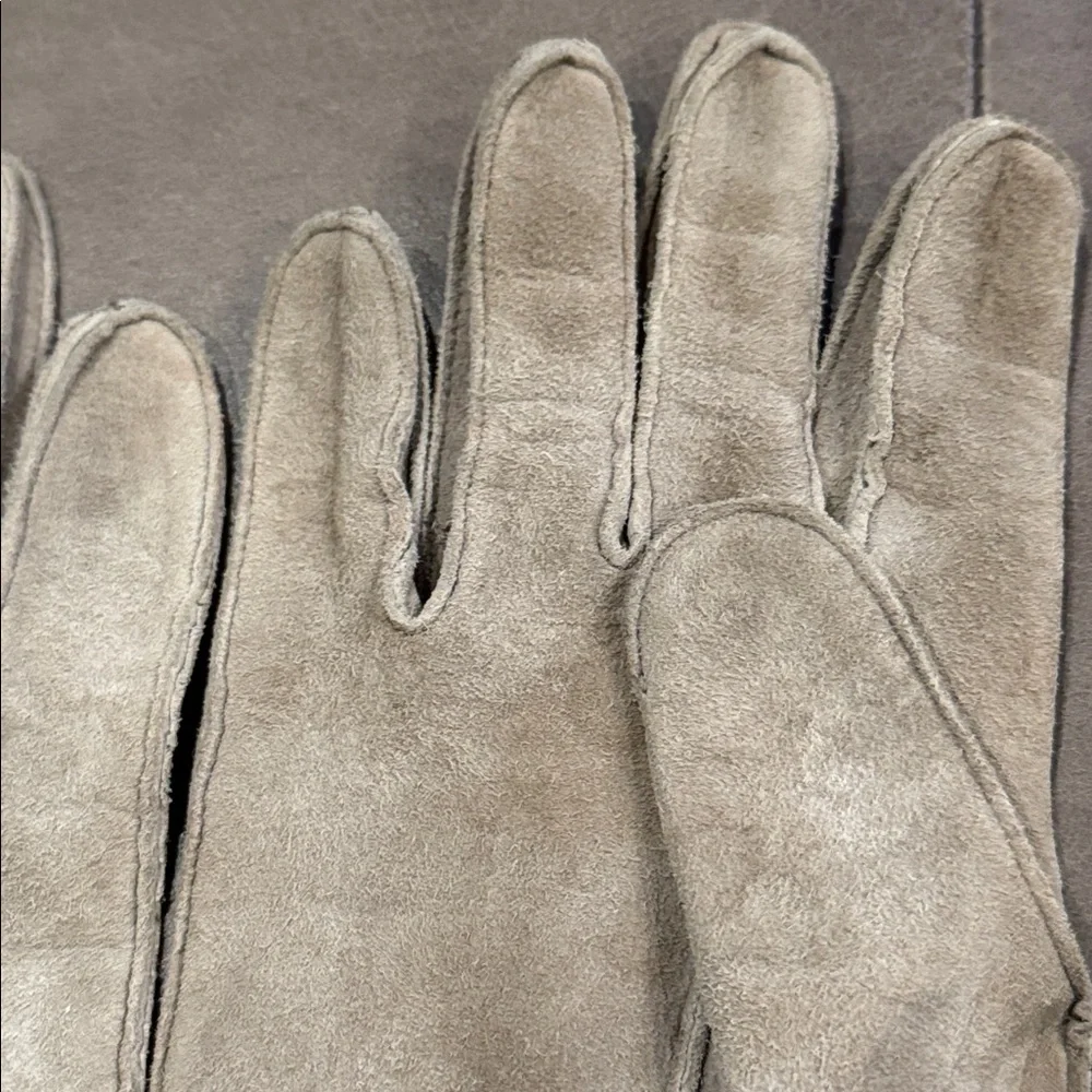 Mid Century Gemsco Taupe Suede Driving Gloves Size 7.5